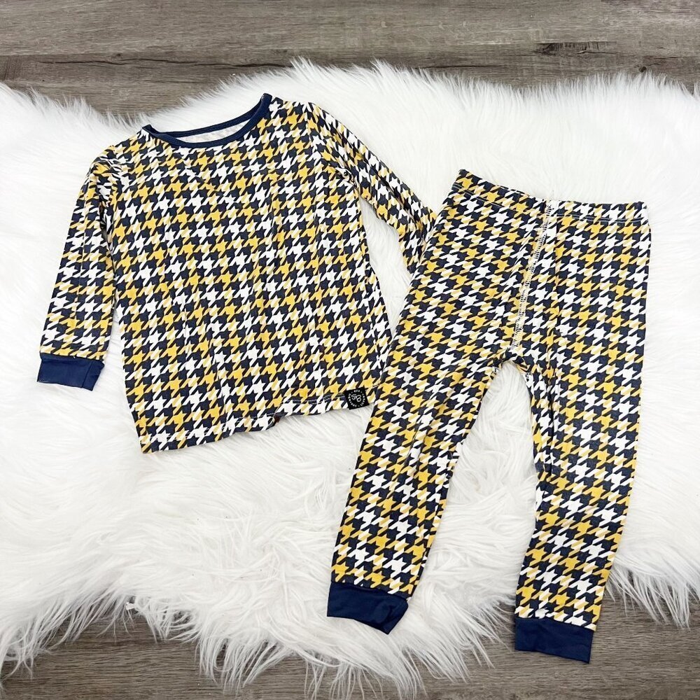 Sweet Bamboo 18-24M Houndstooth Pajama Set Blue Yellow White